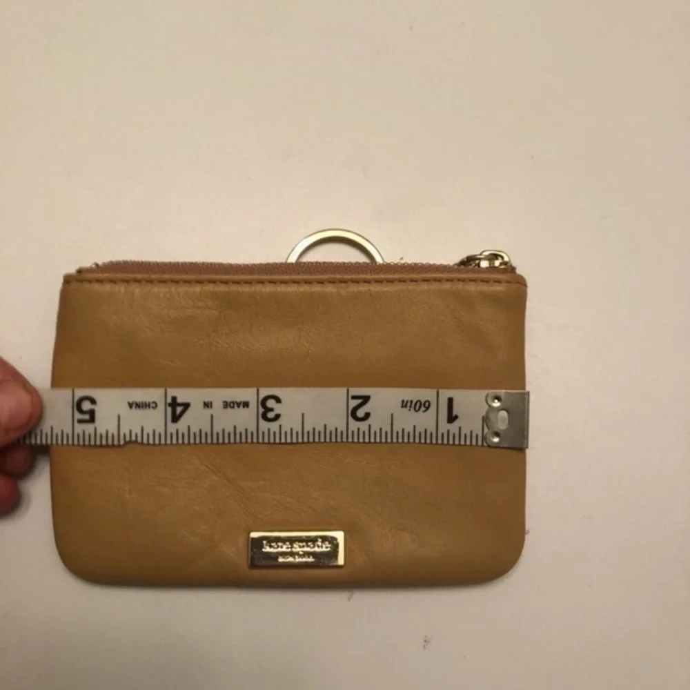 Kate spade tan black bow coin keychain wallet